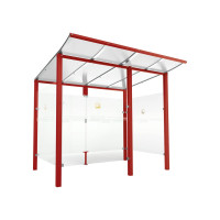 PROCITY Raucherunterstand Modulo - mit Frontverkleidung, Tiefe 1990 mm, L 2510 mm.