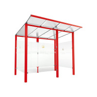 PROCITY Raucherunterstand Modulo - mit Frontverkleidung, Tiefe 1990 mm, L 2510 mm.