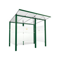 PROCITY Raucherunterstand Modulo - mit Frontverkleidung, Tiefe 1990 mm, L 2510 mm.
