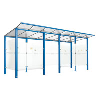 PROCITY Raucherunterstand Modulo - mit Frontverkleidung, Tiefe 1990 mm, L 5020 mm.