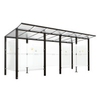 Procity Smoking Shelter Modulo - with Front Panel, Depth 1990 mm, L 5020 mm.