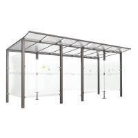 Procity Smoking Shelter Modulo - with Front Panel, Depth 1990 mm, L 5020 mm.