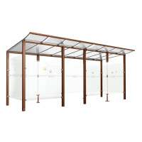 Procity Smoking Shelter Modulo - with Front Panel, Depth 1990 mm, L 5020 mm.