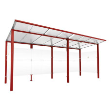 PROCITY Raucherunterstand Modulo, ohne Frontverkleidung, Tiefe 1990 mm, L 5020 mm.