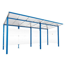 PROCITY Raucherunterstand Modulo, ohne Frontverkleidung, Tiefe 1990 mm, L 5020 mm.