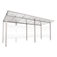 PROCITY Raucherunterstand Modulo, ohne Frontverkleidung, Tiefe 1990 mm, L 5020 mm.