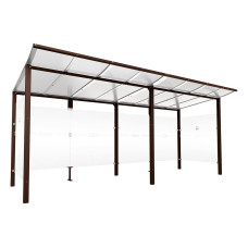 PROCITY Raucherunterstand Modulo, ohne Frontverkleidung, Tiefe 1990 mm, L 5020 mm.