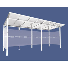 PROCITY Raucherunterstand Modulo, ohne Frontverkleidung, Tiefe 1990 mm, L 5020 mm.