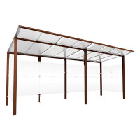 PROCITY Raucherunterstand Modulo, ohne Frontverkleidung, Tiefe 1990 mm, L 5020 mm.