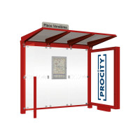 PROCITY Wartehalle Venedig, Leuchtkasten Mittelfuß mit 1 Seitenverkleidung, L 2620 mm.
