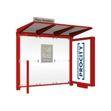 PROCITY Wartehalle Venedig, Leuchtkasten Mittelfuß mit 1 Seitenverkleidung, L 2620 mm.