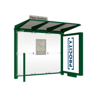 PROCITY Wartehalle Venedig, Leuchtkasten Mittelfuß mit 1 Seitenverkleidung, L 2620 mm.