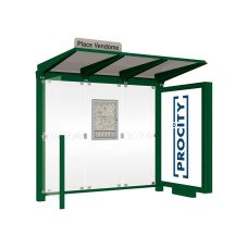 PROCITY Wartehalle Venedig, Leuchtkasten Mittelfuß mit 1 Seitenverkleidung, L 2620 mm.