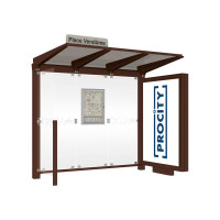 PROCITY Wartehalle Venedig, Leuchtkasten Mittelfuß mit 1 Seitenverkleidung, L 2620 mm.