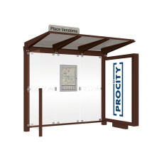 PROCITY Wartehalle Venedig, Leuchtkasten Mittelfuß mit 1 Seitenverkleidung, L 2620 mm.