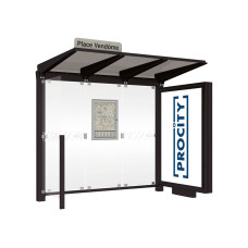 PROCITY Wartehalle Venedig, Leuchtkasten Mittelfuß mit 1 Seitenverkleidung, L 2620 mm.