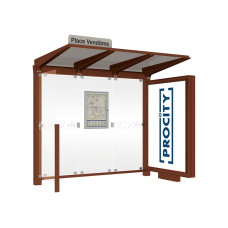 PROCITY Wartehalle Venedig, Leuchtkasten Mittelfuß mit 1 Seitenverkleidung, L 2620 mm.