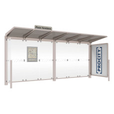 PROCITY Wartehalle Venedig, 1 Schaukasten 2000 mit 1 Seitenverkleidung, L 5240 mm.