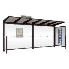 PROCITY Wartehalle Venedig, 1 Schaukasten 2000 mit 1 Seitenverkleidung, L 5240 mm.