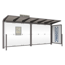 PROCITY Wartehalle Venedig, 1 Schaukasten 2000 mit 1 Seitenverkleidung, L 5240 mm.