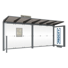 Procity Waiting Hall Venice, Lightbox Mid-foot with 1 Side Panel, L 5240 mm