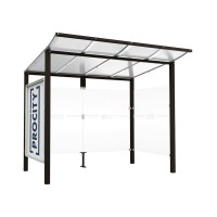 ProCity Wartehalle Modulo, 1 Schaukasten 2000 mit 1 Seitenverkleidung, L 2510 mm.