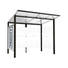 Procity Waiting Area Modulo, 1 Showcase 2000 with 1 Side Panel, L 2510 mm.