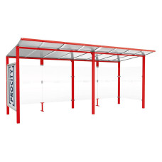 PROCITY Wartehalle Modulo, 1 Schaukasten 2000 mit 1 Seitenverkleidung, L 5020 mm.