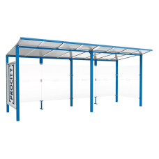 PROCITY Wartehalle Modulo, 1 Schaukasten 2000 mit 1 Seitenverkleidung, L 5020 mm.