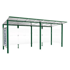 PROCITY Wartehalle Modulo, 1 Schaukasten 2000 mit 1 Seitenverkleidung, L 5020 mm.