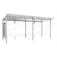 PROCITY Wartehalle Modulo, 1 Schaukasten 2000 mit 1 Seitenverkleidung, L 5020 mm.