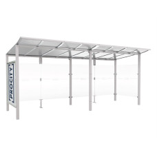 PROCITY Wartehalle Modulo, 1 Schaukasten 2000 mit 1 Seitenverkleidung, L 5020 mm.