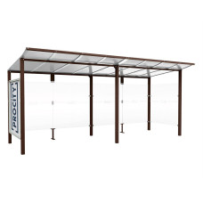 PROCITY Wartehalle Modulo, 1 Schaukasten 2000 mit 1 Seitenverkleidung, L 5020 mm.