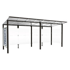 PROCITY Wartehalle Modulo, 1 Schaukasten 2000 mit 1 Seitenverkleidung, L 5020 mm.