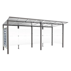 PROCITY Wartehalle Modulo, 1 Schaukasten 2000 mit 1 Seitenverkleidung, L 5020 mm.