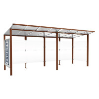 Procity Wartehalle Modulo, 1 Schaukasten 2000 with 1 Seitenverkleidung, L 5020 mm.