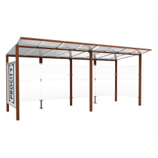 PROCITY Wartehalle Modulo, 1 Schaukasten 2000 mit 1 Seitenverkleidung, L 5020 mm.