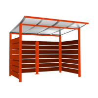 Container Shelter | Capacity: 4x240L / 1x1100L | Traffic Red, for Embedding in Concrete.