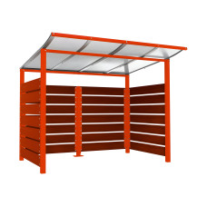 Containerüberdachung | Kapazität: 4x240L / 1x1100L | Verkehrsrot, zum Einbetonieren
