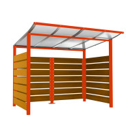 Container Shelter | Capacity: 4x240L / 1x1100L | Traffic Red, for Embedding in Concrete.