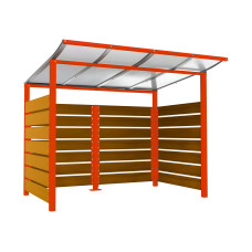 Containerüberdachung | Kapazität: 4x240L / 1x1100L | Verkehrsrot, zum Einbetonieren