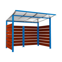 Containerüberdachung | Kapazität: 4x240L / 1x1100L | Enzianblau, zum Einbetonieren