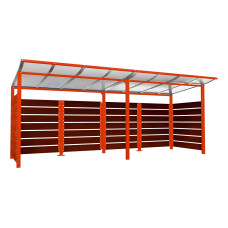 Containerüberdachung | Kapazität: 8x240L / 3x1100L | Verkehrsrot, zum Einbetonieren