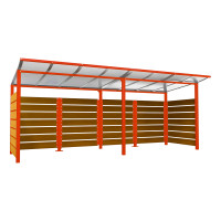 Container Shelter | Capacity: 8x240L / 3x1100L | Traffic Red, for Embedding.