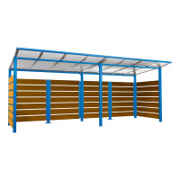Containerüberdachung | Kapazität: 8x240L / 3x1100L | Enzianblau, zum Einbetonieren