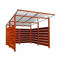 Containerüberdachung | Kapazität: 8x240L (2-rh.) / 2x1100L | Purpurrot, zum Einbetonieren