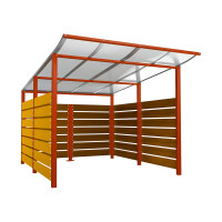 Containerüberdachung | Kapazität: 8x240L (2-rh.) / 2x1100L | Purpurrot, zum Einbetonieren