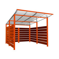 Containerüberdachung | Kapazität: 8x240L (2-rh.) / 2x1100L | Verkehrsrot, zum Einbetonieren