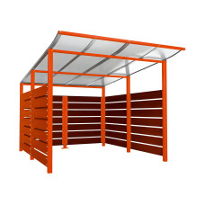 Containerüberdachung | Kapazität: 8x240L (2-rh.) / 2x1100L | Verkehrsrot, zum Einbetonieren