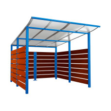Containerüberdachung | Kapazität: 8x240L (2-rh.) / 2x1100L | Enzianblau, zum Einbetonieren